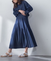 socolla | 【socolla】アシメギャザーデニムライクスカート≪洗濯機で洗える≫(スカート)