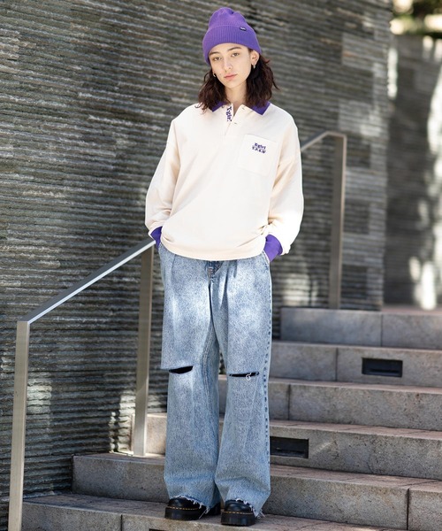 X-girl（エックスガール）の「COOL MAX KNIT CAP（ニットキャップ/ビーニー・レディース・ブラック/パープル/オレンジ・ONE SIZE）」の10枚目の写真