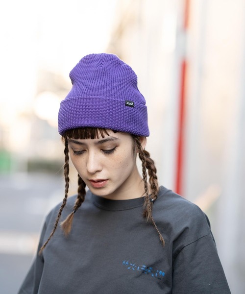 X-girl（エックスガール）の「COOL MAX KNIT CAP（ニットキャップ/ビーニー・レディース・ブラック/パープル/オレンジ・ONE SIZE）」の11枚目の写真