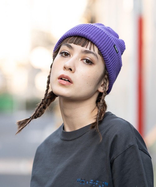 X-girl（エックスガール）の「COOL MAX KNIT CAP（ニットキャップ/ビーニー・レディース・ブラック/パープル/オレンジ・ONE SIZE）」の12枚目の写真