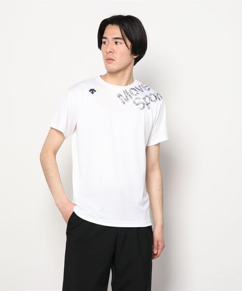 DESCENTE(デサント)の「【別注】デサント ハンソデシャツ 限定コラボ(Tシャツ/カットソー・メンズ・ネイビー/ホワイト×ネイビー/ブラック×ゴールド・S/LL/L/M/3L)」の2枚目の写真