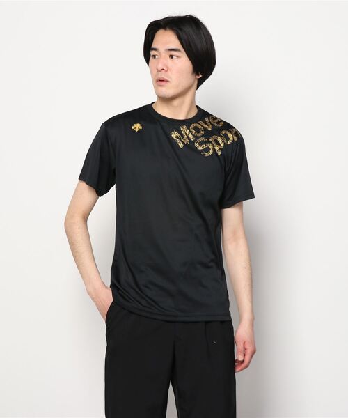 DESCENTE(デサント)の「【別注】デサント ハンソデシャツ 限定コラボ(Tシャツ/カットソー・メンズ・ネイビー/ホワイト×ネイビー/ブラック×ゴールド・S/LL/L/M/3L)」の1枚目の写真