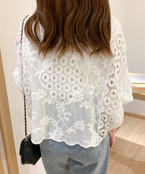 ABITOKYO(アビトーキョー)の「ドロップスリーブコットンレースブラウス(シャツ/ブラウス・レディース・ホワイト/ブラック・FREE)」の7枚目の写真