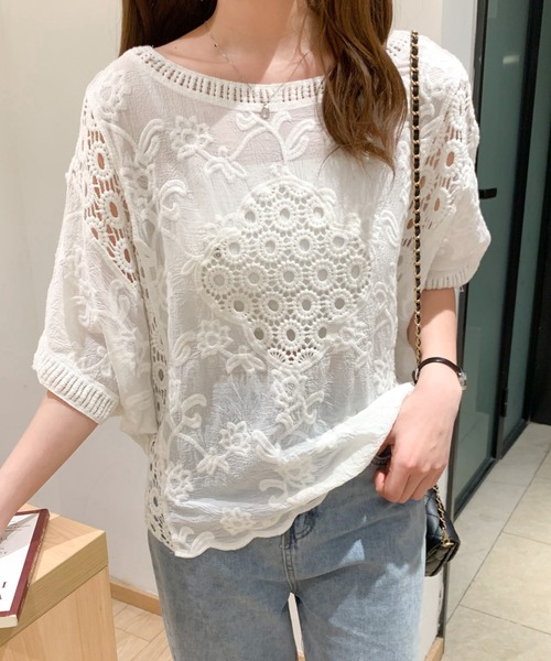 ABITOKYO(アビトーキョー)の「ドロップスリーブコットンレースブラウス(シャツ/ブラウス・レディース・ホワイト/ブラック・FREE)」の9枚目の写真