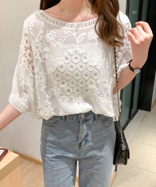 ABITOKYO(アビトーキョー)の「ドロップスリーブコットンレースブラウス(シャツ/ブラウス・レディース・ホワイト/ブラック・FREE)」の10枚目の写真