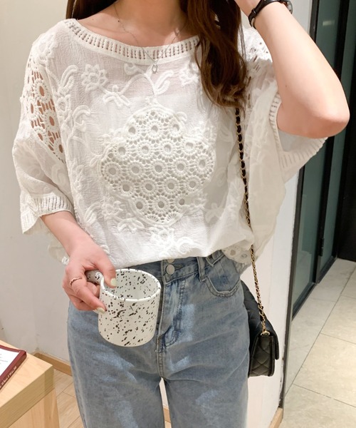 ABITOKYO(アビトーキョー)の「ドロップスリーブコットンレースブラウス(シャツ/ブラウス・レディース・ホワイト/ブラック・FREE)」の11枚目の写真