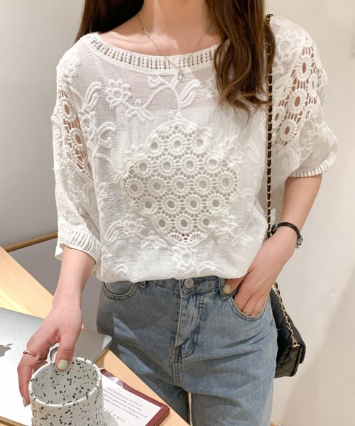 ABITOKYO(アビトーキョー)の「ドロップスリーブコットンレースブラウス(シャツ/ブラウス・レディース・ホワイト/ブラック・FREE)」の13枚目の写真