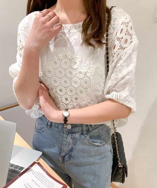 ABITOKYO(アビトーキョー)の「ドロップスリーブコットンレースブラウス(シャツ/ブラウス・レディース・ホワイト/ブラック・FREE)」の16枚目の写真