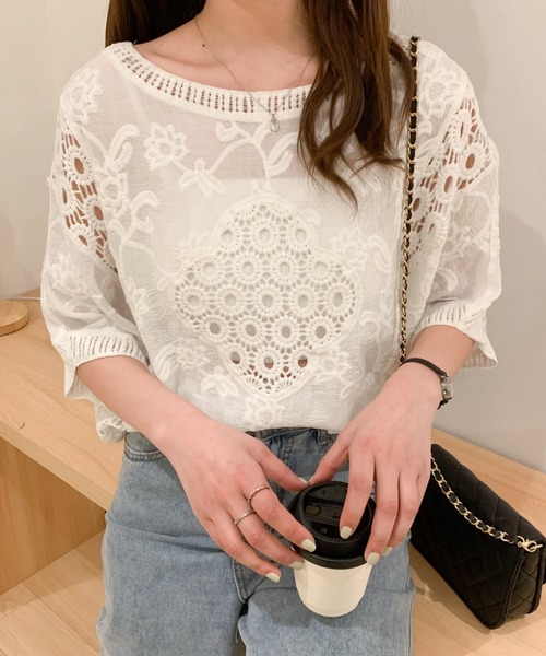 ABITOKYO(アビトーキョー)の「ドロップスリーブコットンレースブラウス(シャツ/ブラウス・レディース・ホワイト/ブラック・FREE)」の21枚目の写真