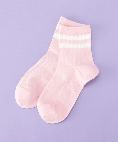 LOVETOXIC（ラブトキシック）の「2本ラインクルーソックス（ソックス/靴下・キッズ・ピンク/サックスブルー/オフホワイト/ブラック・FREE）」の4枚目の写真