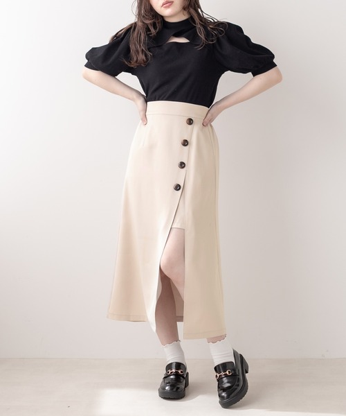 OLIVE des OLIVE（オリーブデオリーブ）の「レイヤードスカート（スカート・レディース・ブラック/ベージュ/ワンウォッシュ・FREE）」の14枚目の写真