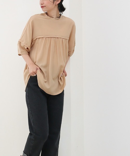 Social GIRL(ソーシャルガール)の「ラグランギャザーブラウス(シャツ/ブラウス・レディース・ブラック/ベージュ/イエロー/アイボリー・S/M/L)」の6枚目の写真