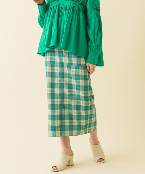 ROSIEE（ロージー）の「ROSIEE　カラーチェックタイトスカート（スカート・レディース・ベージュ/グリーン・FREE）」の6枚目の写真