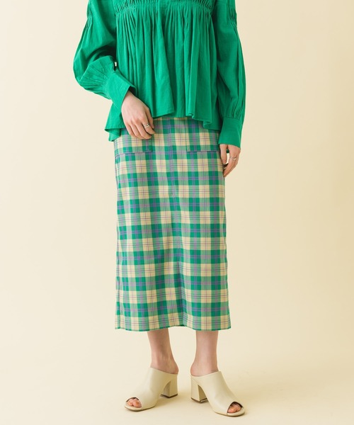 ROSIEE（ロージー）の「ROSIEE　カラーチェックタイトスカート（スカート・レディース・ベージュ/グリーン・FREE）」の7枚目の写真