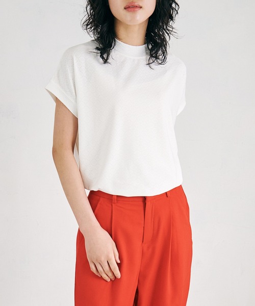 4youstory（フォーユーストーリー）の「【4youstory】ハイネックレースカットプルオーバー（Tシャツ/カットソー・レディース・ブラック/パープル/オフホワイト/ライトグリーン・MEDIUM）」の2枚目の写真