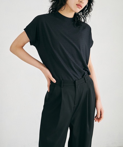 4youstory（フォーユーストーリー）の「【4youstory】ハイネックレースカットプルオーバー（Tシャツ/カットソー・レディース・ブラック/パープル/オフホワイト/ライトグリーン・MEDIUM）」の3枚目の写真