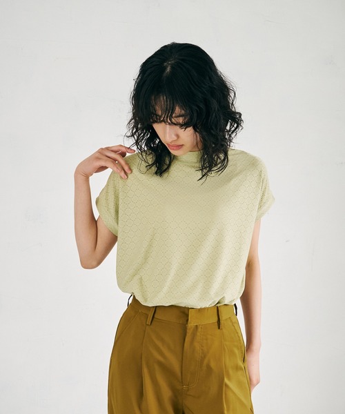 4youstory（フォーユーストーリー）の「【4youstory】ハイネックレースカットプルオーバー（Tシャツ/カットソー・レディース・ブラック/パープル/オフホワイト/ライトグリーン・MEDIUM）」の18枚目の写真