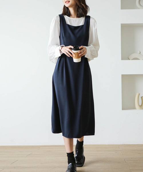 MAISON DE THERESE（メゾン ド テレーズ）の「トップス+ワンピース ２点セット（セットアップ・レディース・ブラック/ネイビー/ブラウン・FREE）」の7枚目の写真