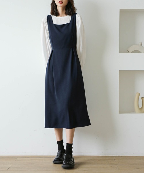 MAISON DE THERESE（メゾン ド テレーズ）の「トップス+ワンピース ２点セット（セットアップ・レディース・ブラック/ネイビー/ブラウン・FREE）」の5枚目の写真