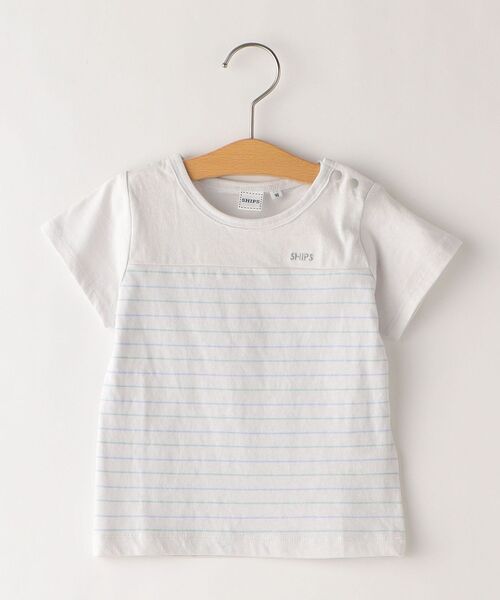 SHIPS（シップス）の「SHIPS KIDS:マリン ボーダー 半袖 TEE(80～90cm)（Tシャツ/カットソー・キッズ・ピンク/ブルー系その他/オフホワイト・80/90）」の3枚目の写真
