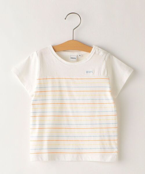SHIPS（シップス）の「SHIPS KIDS:マリン ボーダー 半袖 TEE(80～90cm)（Tシャツ/カットソー・キッズ・ピンク/ブルー系その他/オフホワイト・80/90）」の2枚目の写真