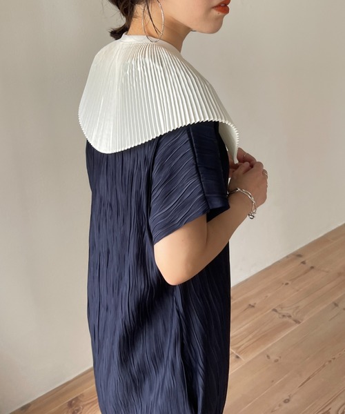 wee9s（ウィークス）の「mulch scene pleats collar / マルチシーンプリーツカラー付け襟（付け襟・レディース・ベージュ/アイボリー/ブラック・FREE）」の9枚目の写真