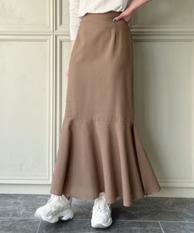 リネン混スリットマーメイドスカート