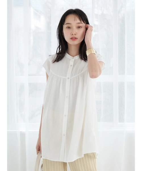 earth music&ecology（アースミュージックアンドエコロジー）の「丸ヨークギャザーブラウス（シャツ/ブラウス・レディース・ベージュ/オフホワイト/グレイッシュベージュ・FREE）」の18枚目の写真