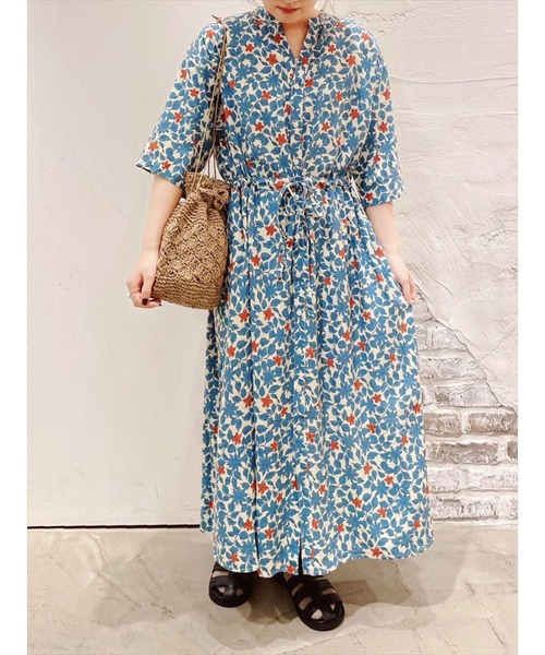 sm2rhythm(サマンサモスモスリズム)の「ウエスト紐通しワンピース(ワンピース・レディース・ベージュ/オレンジ/グリーン・フリ-)」の2枚目の写真