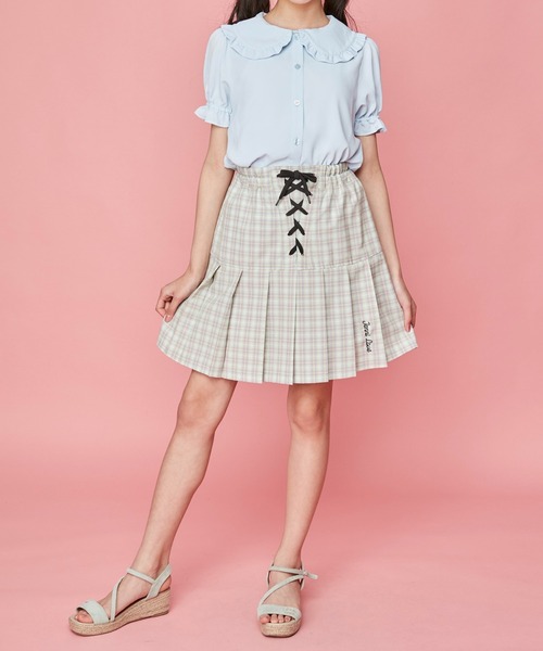 GANNI フリル ビッグカラー チェック ブラウス シャツ パフスリーブ org.jpg