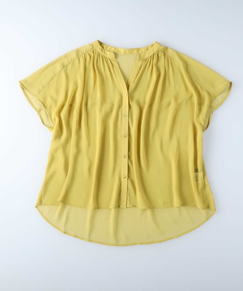 HONEYSUCKLE ROSE（ハニーサックルローズ）の「【HONEYSUCKLE ROSE】楊柳フレンチスリーブシャツ（シャツ/ブラウス・レディース・イエロー/ブラック/ブラウン・L/M）」の5枚目の写真