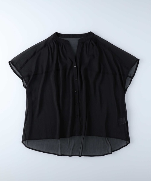 HONEYSUCKLE ROSE（ハニーサックルローズ）の「【HONEYSUCKLE ROSE】楊柳フレンチスリーブシャツ（シャツ/ブラウス・レディース・イエロー/ブラック/ブラウン・L/M）」の6枚目の写真