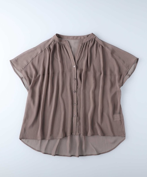 HONEYSUCKLE ROSE（ハニーサックルローズ）の「【HONEYSUCKLE ROSE】楊柳フレンチスリーブシャツ（シャツ/ブラウス・レディース・イエロー/ブラック/ブラウン・L/M）」の12枚目の写真