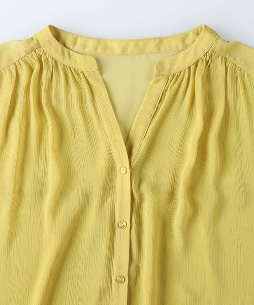 HONEYSUCKLE ROSE（ハニーサックルローズ）の「【HONEYSUCKLE ROSE】楊柳フレンチスリーブシャツ（シャツ/ブラウス・レディース・イエロー/ブラック/ブラウン・L/M）」の20枚目の写真