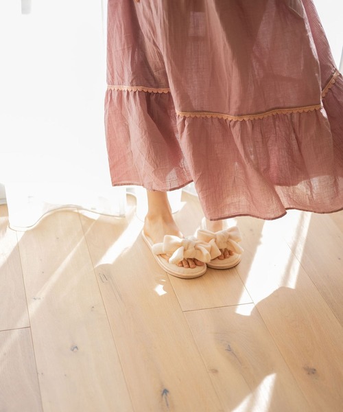 bijorie(ビジュリィ)の「【bijorie】八木アリサさんコラボ/ワンマイルリボンワンピース(ルームワンピース・レディース・サーモンピンク/ライトグリーン・FREE)」の6枚目の写真