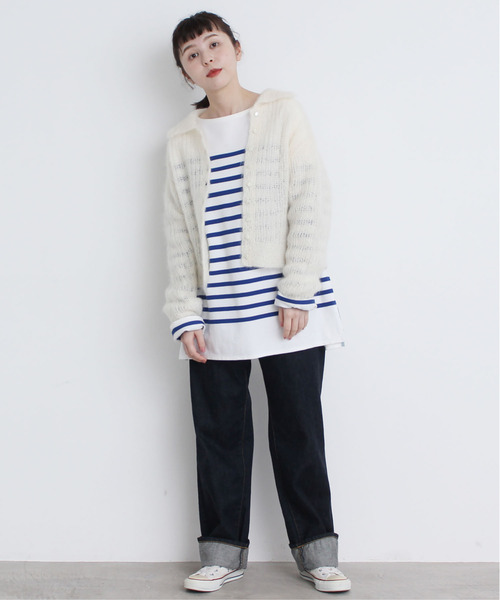 My Fav. CHILD WOMAN（マイファブチャイルドウーマン）の「ラッセルパネルボーダー BIGサイズプルオーバー（Tシャツ/カットソー・レディース・ブルー・FREE）」の19枚目の写真