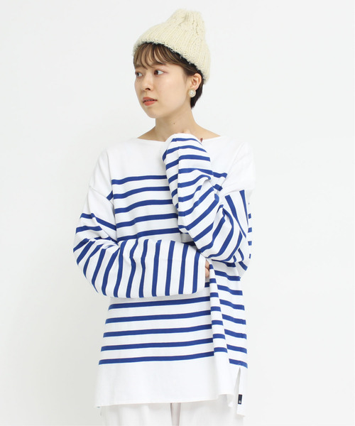 My Fav. CHILD WOMAN（マイファブチャイルドウーマン）の「ラッセルパネルボーダー BIGサイズプルオーバー（Tシャツ/カットソー・レディース・ブルー・FREE）」の9枚目の写真