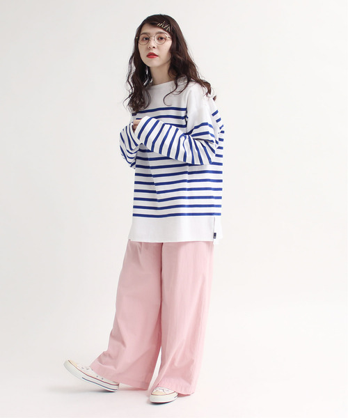 My Fav. CHILD WOMAN（マイファブチャイルドウーマン）の「ラッセルパネルボーダー BIGサイズプルオーバー（Tシャツ/カットソー・レディース・ブルー・FREE）」の6枚目の写真