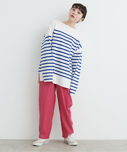 My Fav. CHILD WOMAN（マイファブチャイルドウーマン）の「ラッセルパネルボーダー BIGサイズプルオーバー（Tシャツ/カットソー・レディース・ブルー・FREE）」の3枚目の写真