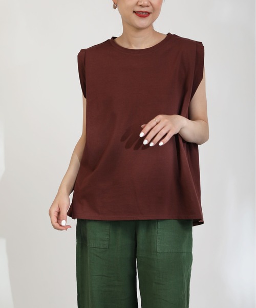 PICCIN（ピッチン）の「【日本製】タックショルダーカットソー（Tシャツ/カットソー・レディース・グレイッシュベージュ/ブラウン/オフホワイト/ブラック・M）」の13枚目の写真