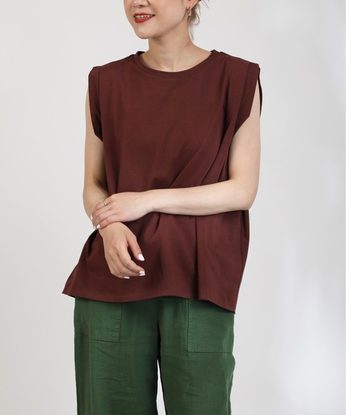 PICCIN（ピッチン）の「【日本製】タックショルダーカットソー（Tシャツ/カットソー・レディース・グレイッシュベージュ/ブラウン/オフホワイト/ブラック・M）」の18枚目の写真