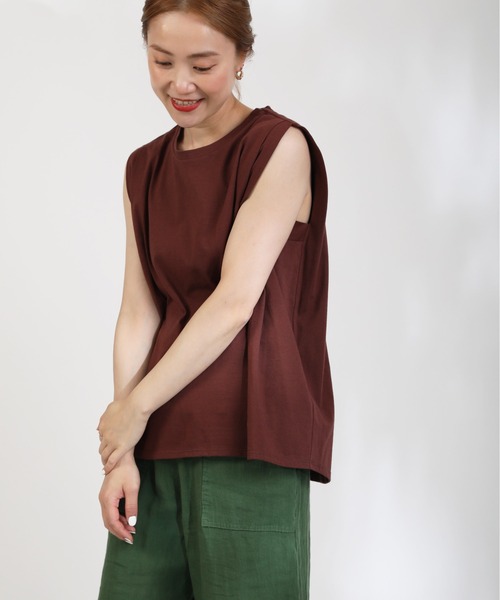 PICCIN（ピッチン）の「【日本製】タックショルダーカットソー（Tシャツ/カットソー・レディース・グレイッシュベージュ/ブラウン/オフホワイト/ブラック・M）」の17枚目の写真