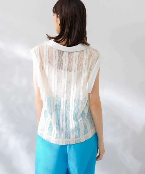 KBF(ケイビーエフ)の「レースノースリーブポロシャツ(ポロシャツ・レディース・ライトブルー/ブラウン/アイボリー・ONE)」の14枚目の写真