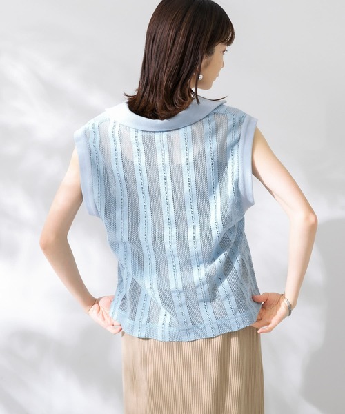 KBF(ケイビーエフ)の「レースノースリーブポロシャツ(ポロシャツ・レディース・ライトブルー/ブラウン/アイボリー・ONE)」の21枚目の写真