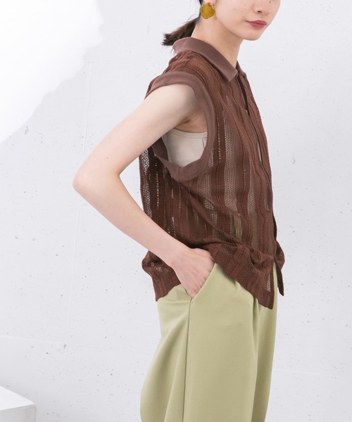 KBF（ケイビーエフ）の「レースノースリーブポロシャツ（ポロシャツ