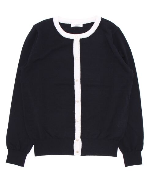 Te chichi TERRASSE(テチチテラス)の「バイカラークルーカーディガン(カーディガン/ボレロ・レディース・ブラック/グレー/オフホワイト・フリ-)」の2枚目の写真