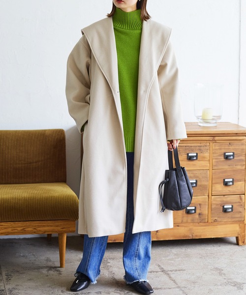 LIAN（リアン）の「ビッグカラーロングコート（その他アウター・レディース・ブラック/キャメル/モカ/アイボリー/杢グレー・FREE）」の22枚目の写真