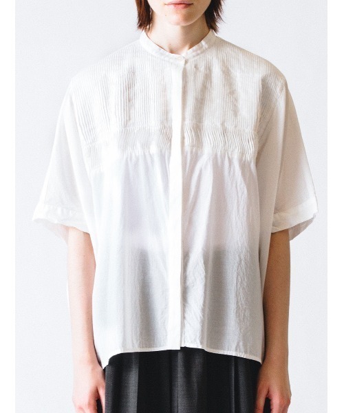 美品mizuiro ind ピンタックレースワイドブラウス 美品mizuiro ind