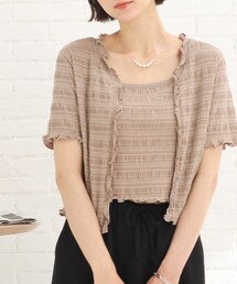 ◆シャーリングカーディガン×キャミセット