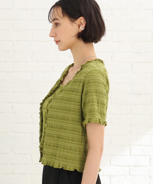 Cutie Blonde（キューティーブロンド）の「◆シャーリングカーディガン×キャミセット（その他トップス・レディース・ブラック/黄緑系/ベージュ・02/03）」の5枚目の写真